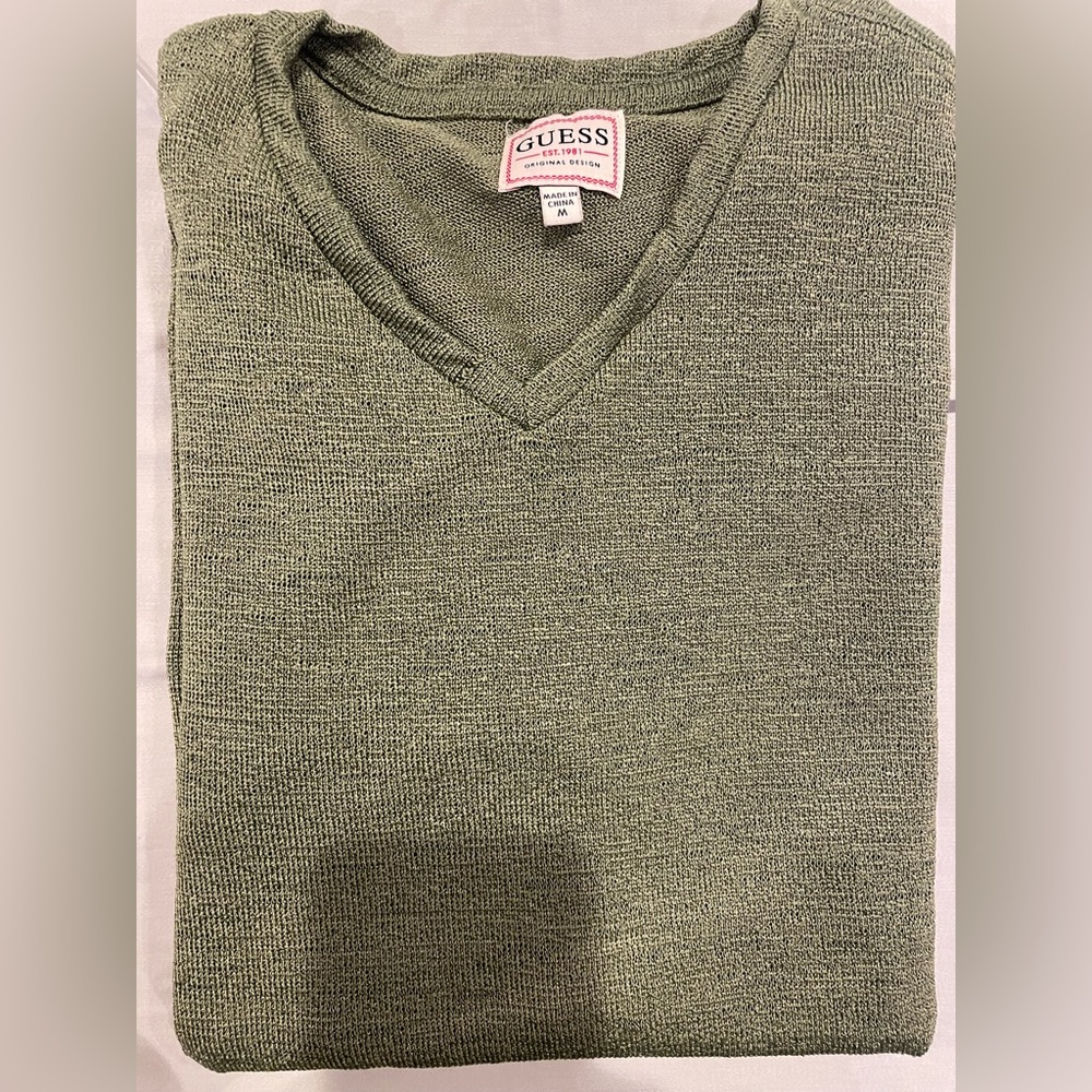 Guess Gauze V-Neck Tee army green